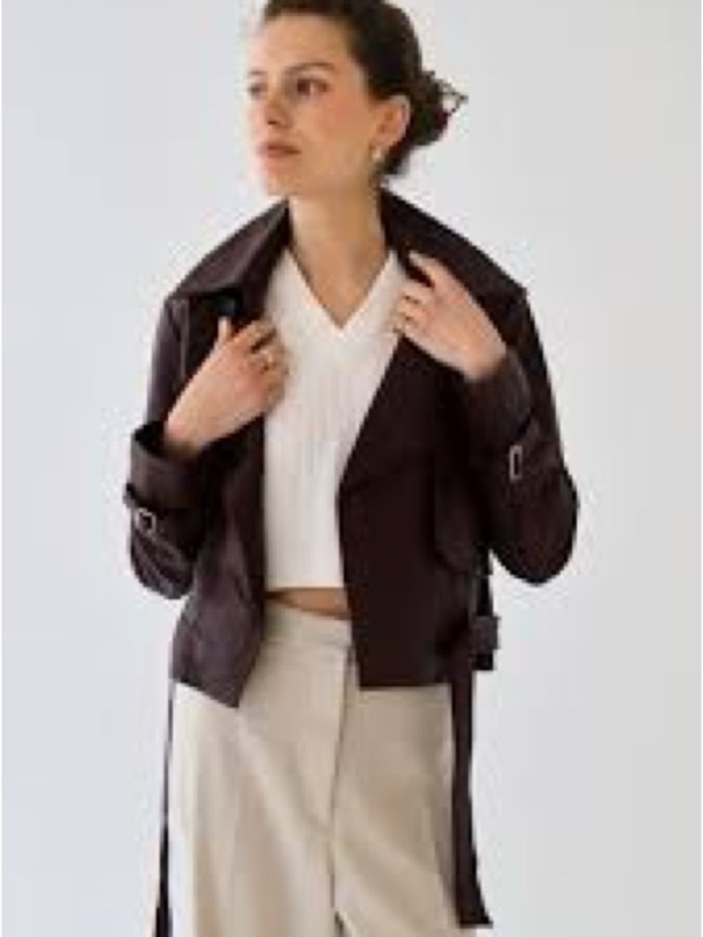 ZYGA Cropped Dark Brown Moto-Inspired Jacket 36/US size Small